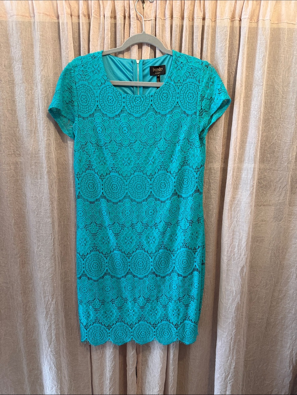 Laundry By Shelli Segal Teal Lace Midi Dress